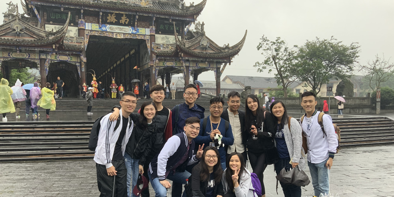 Cultural visit to the historic Nan Qiao Bridge in Dujiangyan, Sichuan, China